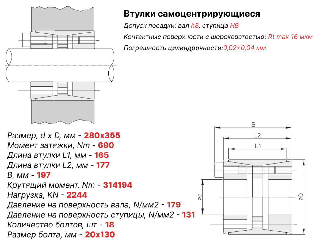 Чертеж втулка зажимная 280х355 Чертеж втулка зажимная 280х355